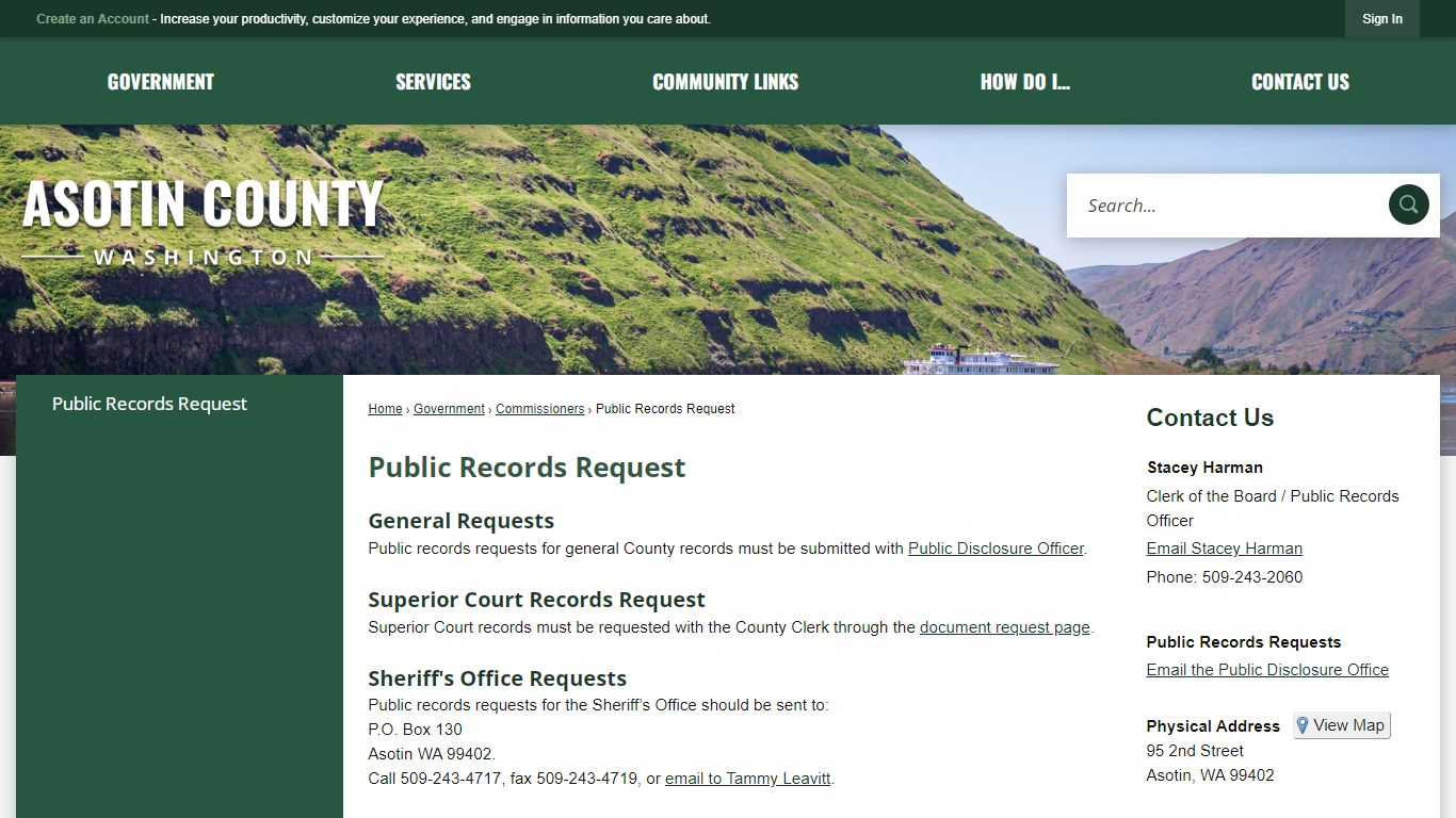 Public Records Request | Asotin County, WA